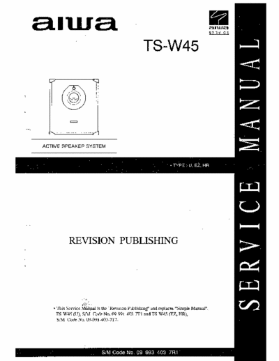 Aiwa Hi-Fi TS-W45 Service Manual - (pag. 11) Active Speaker System